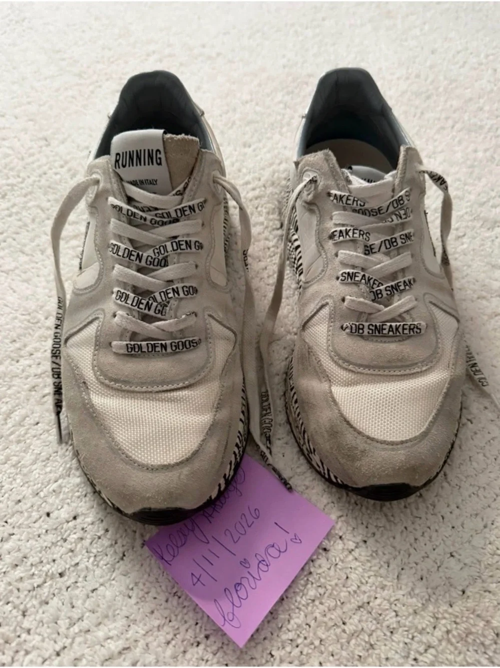 Golden Goose Swarovski Crystal White Sneakers with Zebra-Print Sole - Picture 2 of 7